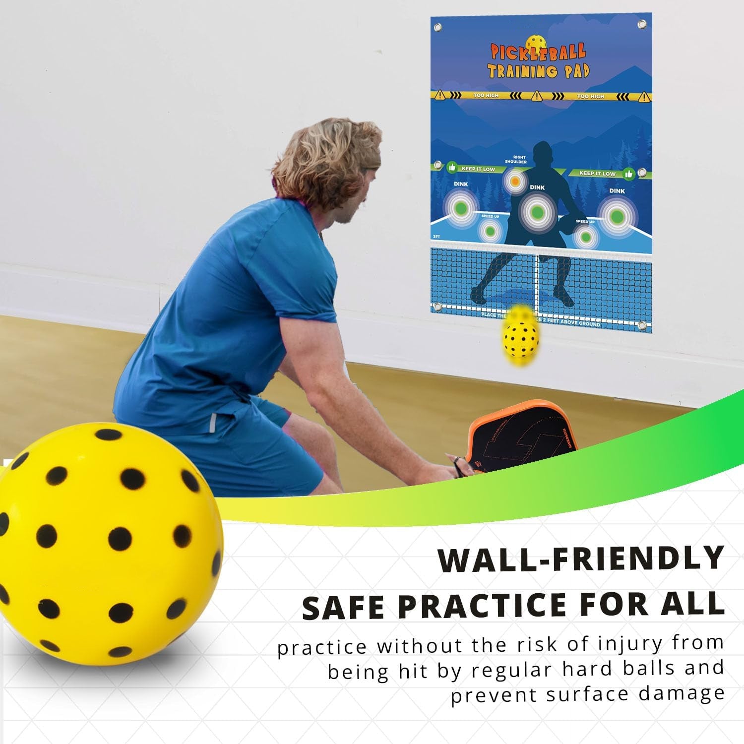 pickAway Polka Dot Silent Foam Pickleball Balls – 74mm Noise-Reducing Indoor Practice Balls (26g)