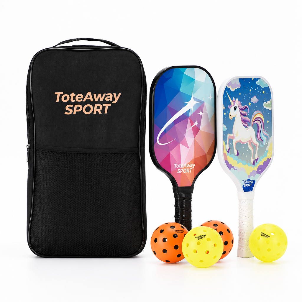 TOTEAWAY SPORT™ "Parent & Me" Silent Set (Red Power-Rally) – 2 Paddles, 4 Balls & Case