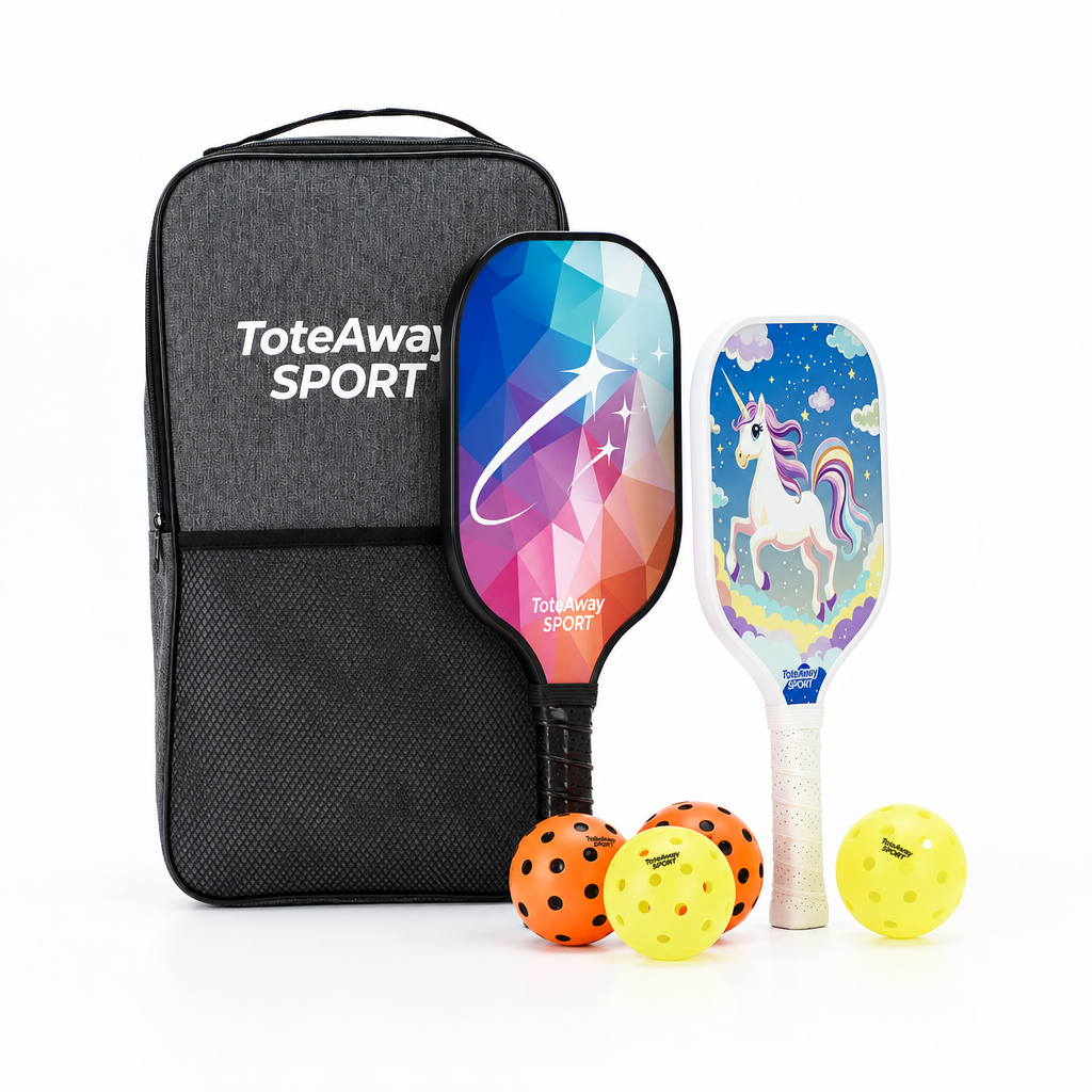 TOTEAWAY SPORT™ "Parent & Me" Silent Set (Red Power-Rally) – 2 Paddles, 4 Balls & Case