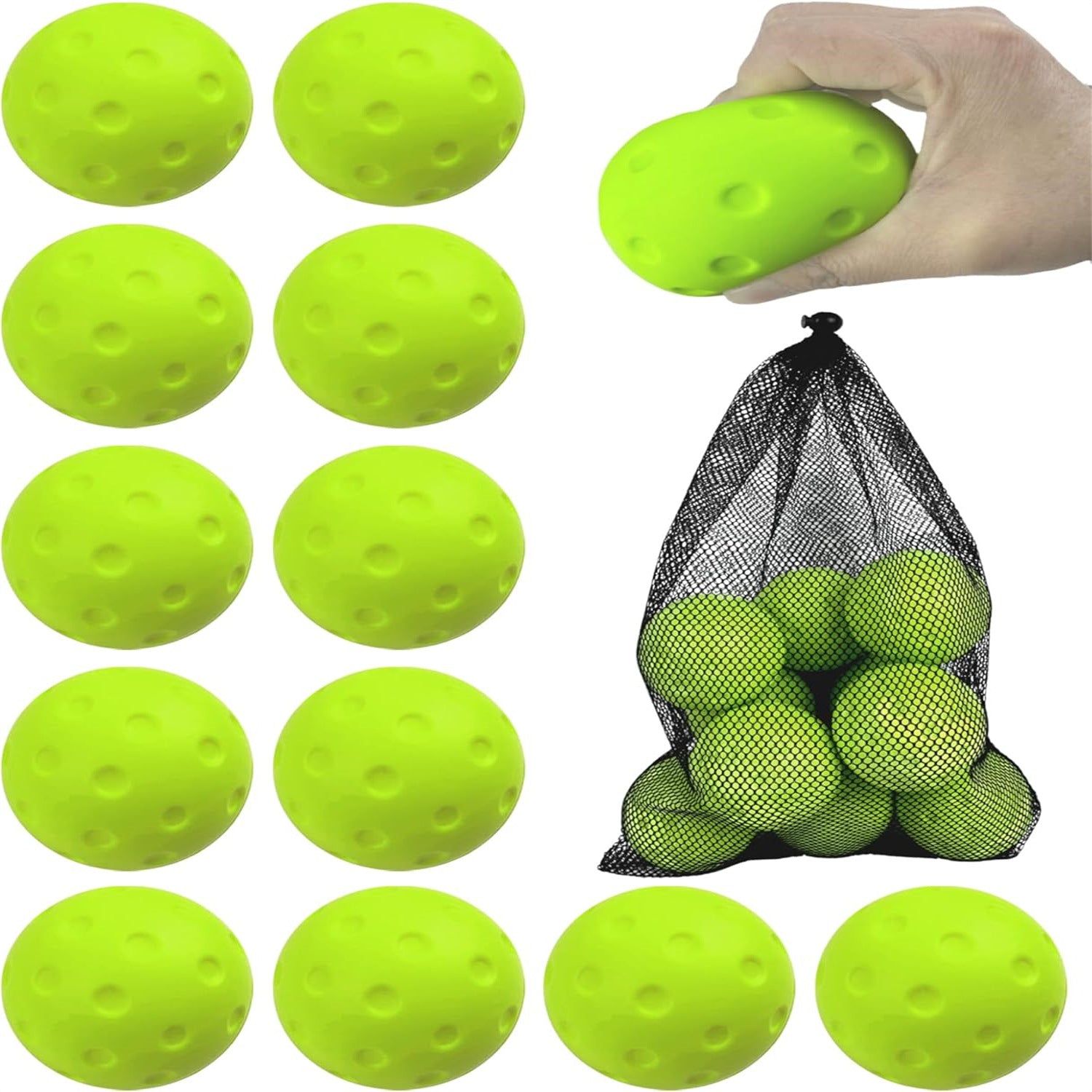 pickAway Silent Foam Pickleball Balls – 74mm Noise-Reducing Indoor Practice Balls (26g)