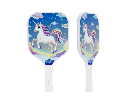 TOTEAWAY SPORT Kids Mini "Rainbow Unicorn" Pickleball Paddle – Lightweight PP Honeycomb Core 169g Fiberglass Racket for Children