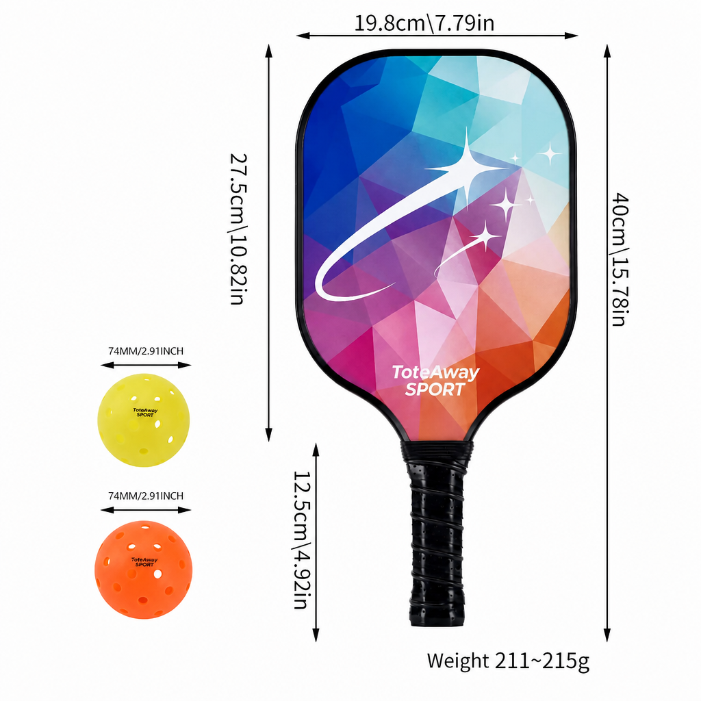 TOTEAWAY SPORT Vibrant Fiberglass Pickleball Paddle – Lightweight PP Honeycomb Core Paddle (213g)