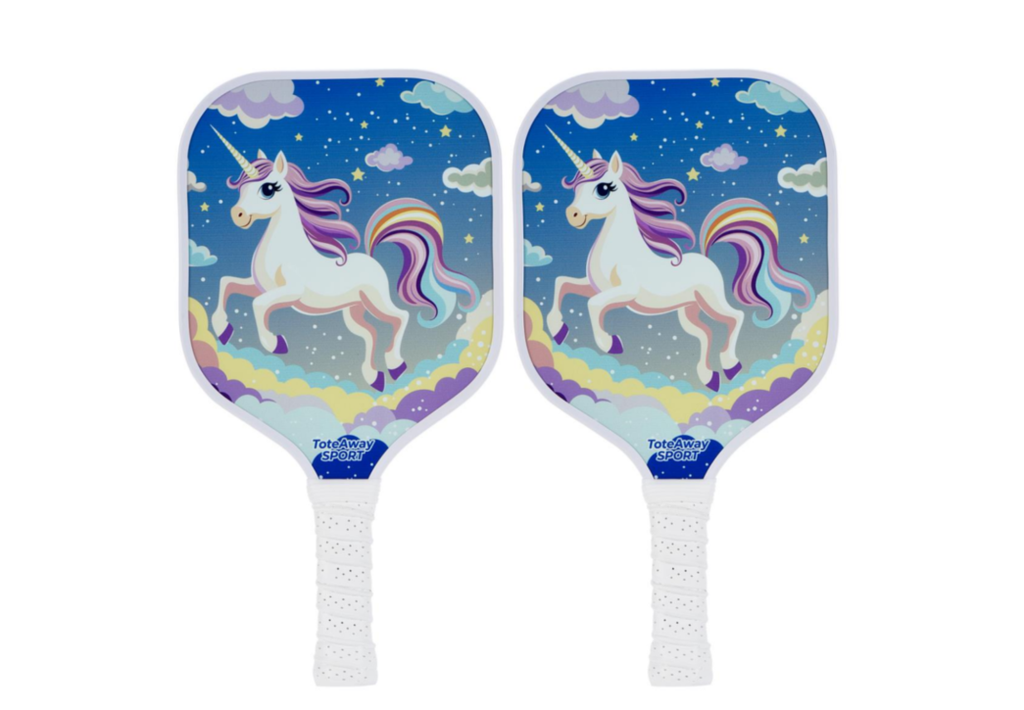TOTEAWAY SPORT Kids Mini "Rainbow Unicorn" Pickleball Paddle – Lightweight PP Honeycomb Core 169g Fiberglass Racket for Children