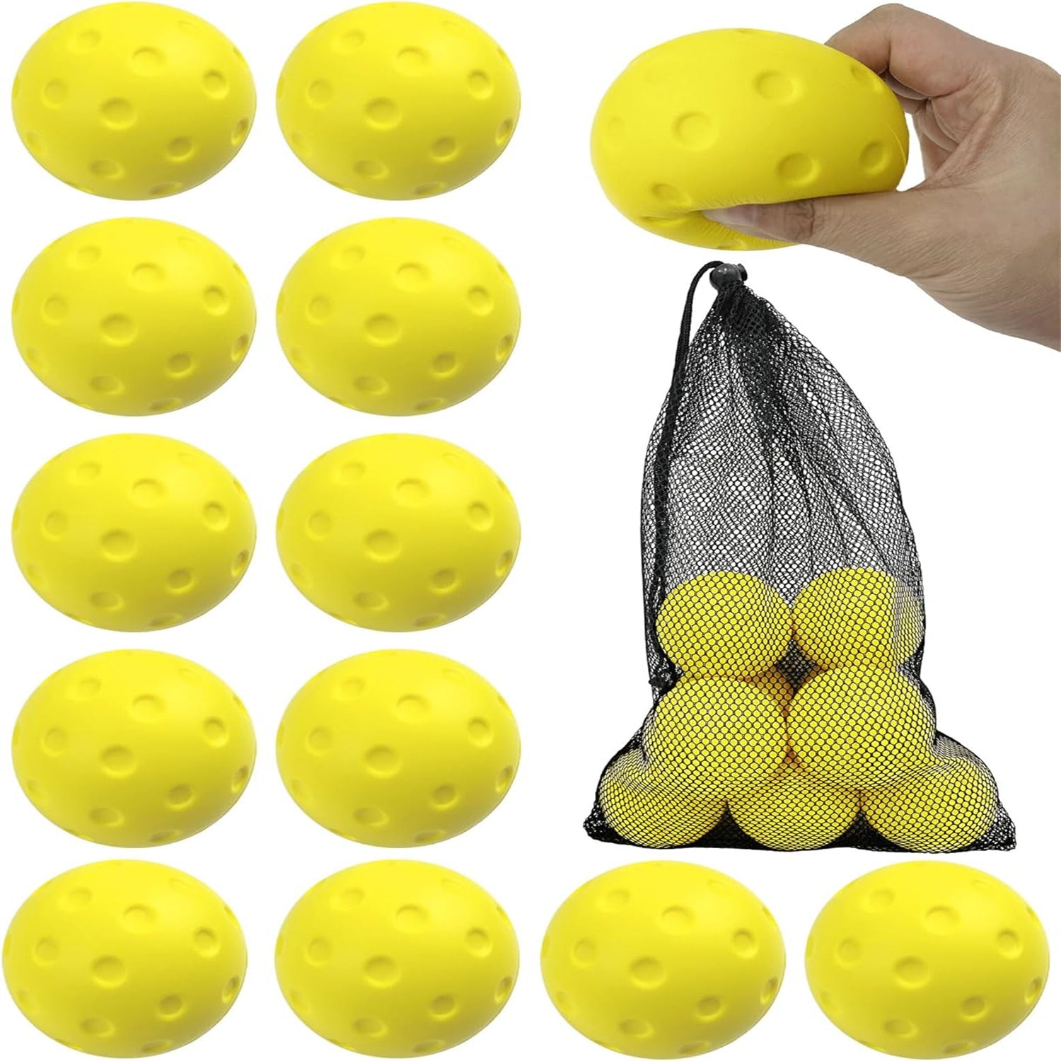 pickAway Silent Foam Pickleball Balls – 74mm Noise-Reducing Indoor Practice Balls (26g)