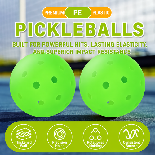 pickAway Pro 40-Hole Competition Pickleball Balls – 74mm Rotomolded PE Outdoor Balls (26g)